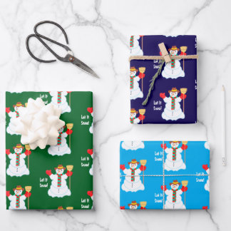 Snowman With Text Wrapping Paper Sheets Geschenkpapier Set