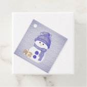 Snowman with Two Sleeping Bunnies with Snowflakes Geschenkanhänger (Beispiel)