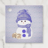 Snowman with Two Sleeping Bunnies with Snowflakes Geschenkanhänger (Vorderseite)