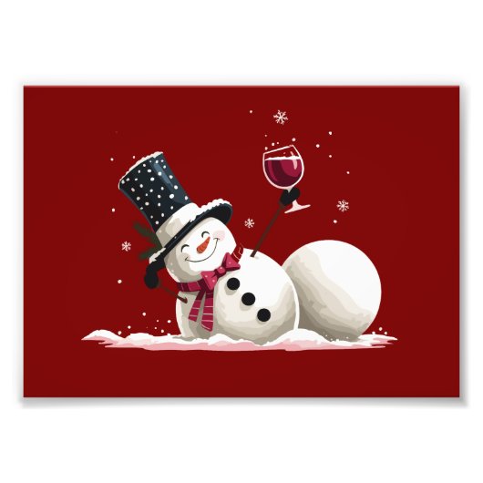 Snowman With Wine Christmas Gift Xmas Holiday  Fotodruck (Vorne)