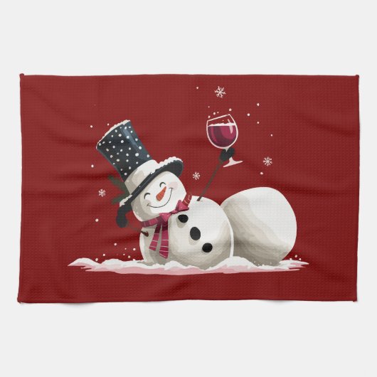 Snowman With Wine Christmas Gift Xmas Holiday Geschirrtuch (Horizontal)