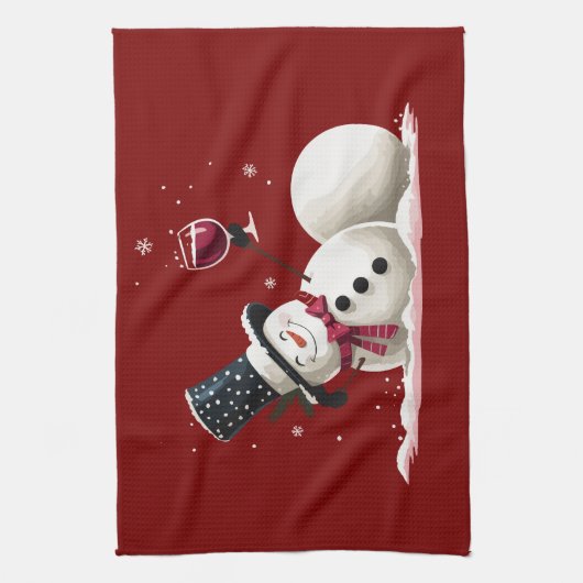 Snowman With Wine Christmas Gift Xmas Holiday Geschirrtuch (Vertikal)