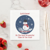 Snowman Wonderful Time Year PERSONALIZE Name Serviette (Beispiel)