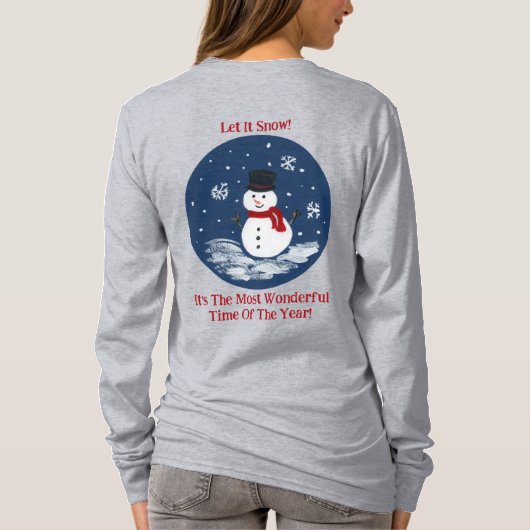 Snowman Wonderful Time Year PERSONALIZE T-Shirt (Rückseite)
