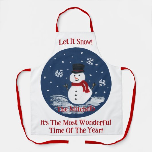 Snowman Wonderful Time Year Unisex PERSONALIZE Schürze (Vorderseite)