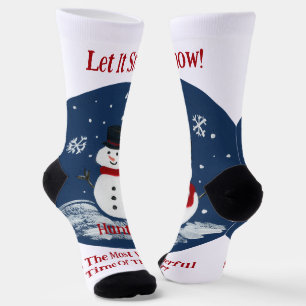 Snowman Wonderful Time Year Unisex PERSONALIZE Socken