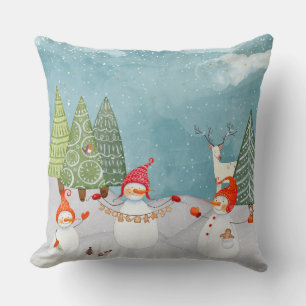 SNOWMAN & WOODLAND FREUNDE IN WINTERWONDERLAND KISSEN