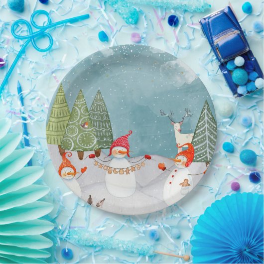 SNOWMAN & WOODLAND FREUNDE IN WINTERWONDERLAND PAPPTELLER (Party)