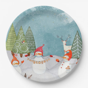 SNOWMAN & WOODLAND FREUNDE IN WINTERWONDERLAND PAPPTELLER