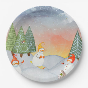 SNOWMAN & WOODLAND FREUNDE IN WINTERWONDERLAND PAPPTELLER