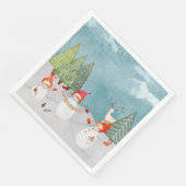 SNOWMAN & WOODLAND FREUNDE IN WINTERWONDERLAND SERVIETTE (Ecke)