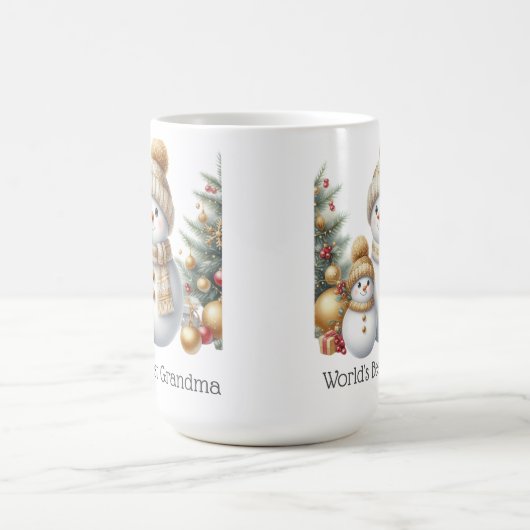 Snowman World's Best Oma Gold Green Christmas Kaffeetasse (Mittel)