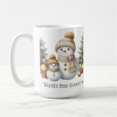Snowman World's Best Oma Gold Green Christmas Kaffeetasse (Links)
