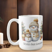 Snowman World's Best Oma Gold Green Christmas Kaffeetasse