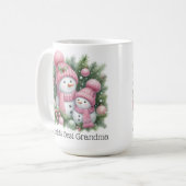 Snowman World's Best Oma Pink Green Christmas Kaffeetasse (Vorderseite Links)