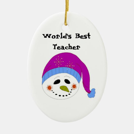 Snowman World's Best Teacher Keramik Ornament (Vorne)