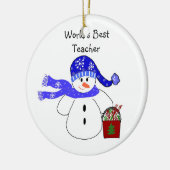 Snowman World's Best Teacher Keramik Ornament (Links)