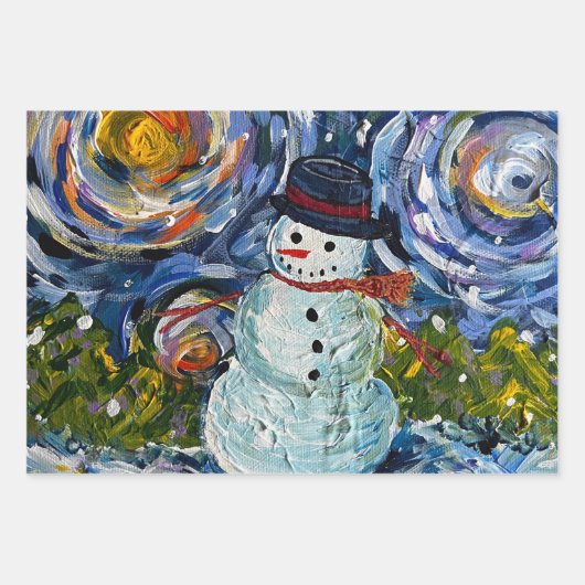 Snowman Wrapping Paper Sheets Geschenkpapier Set (Vorderseite 3)