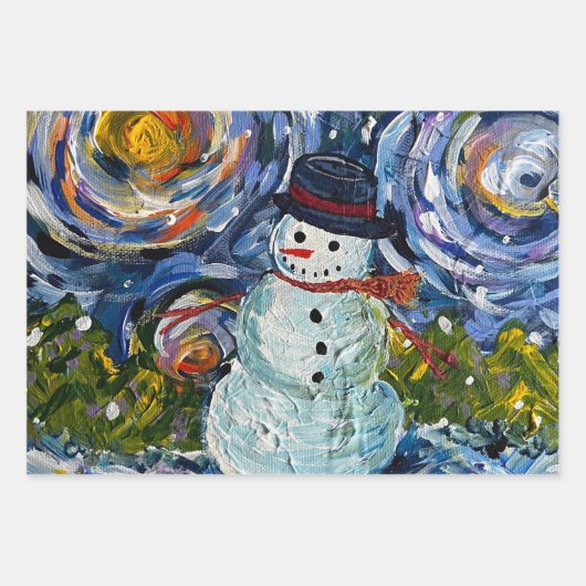 Snowman Wrapping Paper Sheets Geschenkpapier Set (Vorderseite 2)