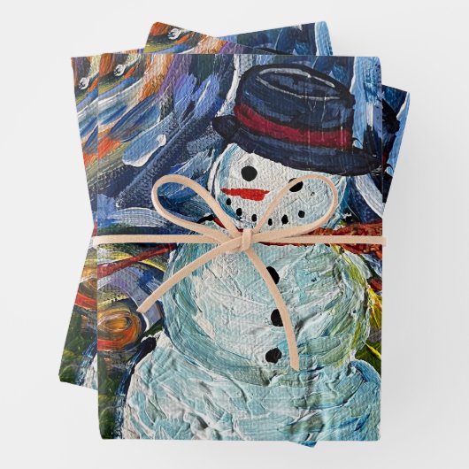 Snowman Wrapping Paper Sheets Geschenkpapier Set (Beispiel)