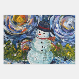 Snowman Wrapping Paper Sheets Geschenkpapier Set