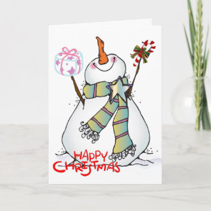 SNOWMAN WÜNSCHT GLÜCKLICH CHRISTMAS/NEUES JAHR FEIERTAGSKARTE