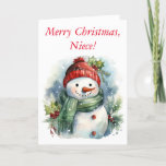 SNOWMAN WÜNSCHT SICH NACH NIECE CHRISTMAS CARD DANKESKARTE<br><div class="desc">Dies ist eine bezaubernde Weihnachtskarte für Ihre Nichte,  und Sie können sie mit den einfachen Werkzeugen personalisieren.</div>