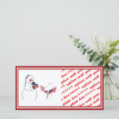 Snowman zum Gedenktag loben Feiertagskarte (Stehend Vorderseite)