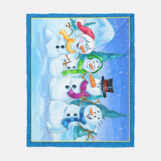 Snowmanfamilien-Fleece-Decken-Cartoon Fleecedecke (Vorderseite)