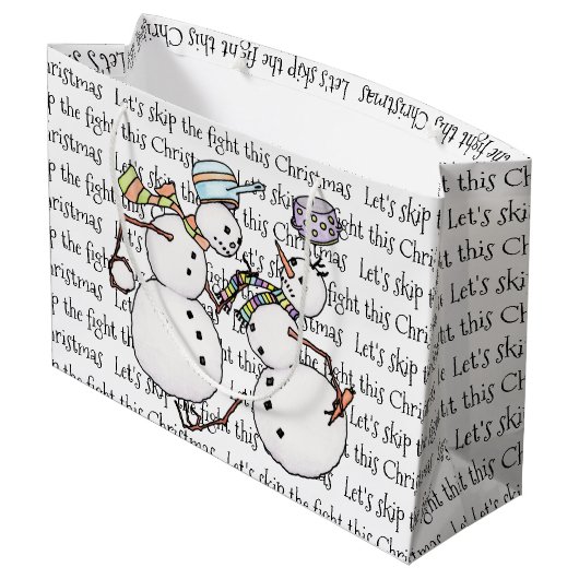 Snowmannkampf Große Geschenktüte (Rückseite Schrägansicht)