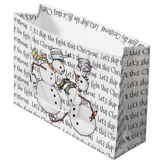 Snowmannkampf Große Geschenktüte (Vorderseite Schrägansicht)