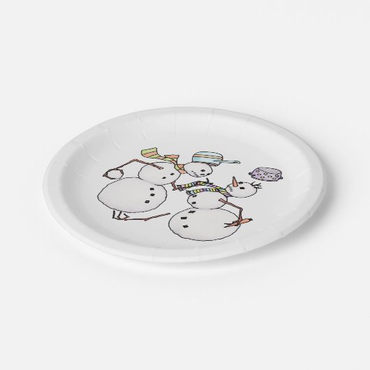 Snowmannkampf Pappteller (Schrägansicht)