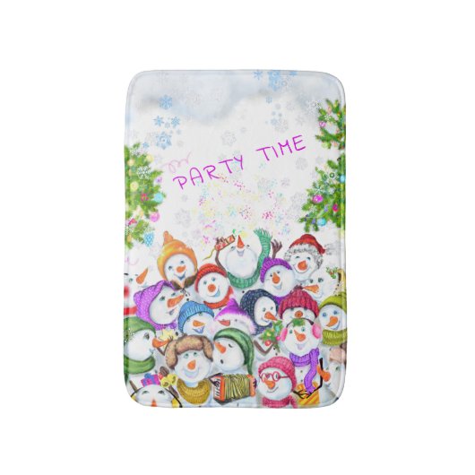 Snowmans Bath Mat Weihnachts-Party Badematte (Vorderseite Vertikal)
