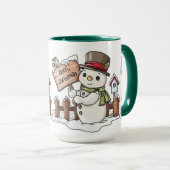 Snowmans fröhliche Weihnachtszeit-Tasse Tasse (VorderseiteRechts)