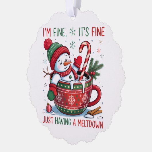 Snowmans gemütliches Weihnachtschaos Ornament Karte (Links)