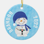 Snowmans Kakao Wunderweihnachtsbaum Keramik Ornament (Vorne)
