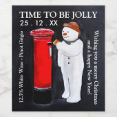 Snowman's Letter to Santa Christmas Wine Label Weinetikett (Einzelnes Label)