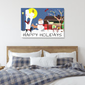 Snowmans Party Happy Holidays Canvas Print Leinwanddruck (Insitu (Schlafzimmer))