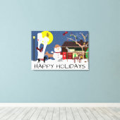 Snowmans Party Happy Holidays Canvas Print Leinwanddruck (Insitu (Holzboden))