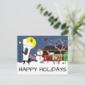 Snowmans Party Happy Holidays Postcard Postkarte (Stehend Vorderseite)