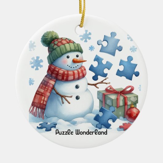 Snowman's Puzzle Wonderland Keramik Ornament (Vorne)