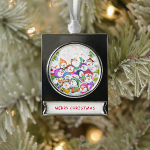 Snowmans Weihnachtsgeschenk Banner-Ornament Silber
