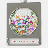 Snowmans Weihnachtsgeschenk Banner-Ornament Silber (Vorderseite)