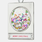 Snowmans Weihnachtsgeschenk Banner-Ornament Silber (Links)