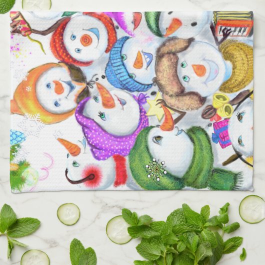Snowmans Weihnachtsküche Handtuchgeschenk Geschirrtuch (Gefaltet)