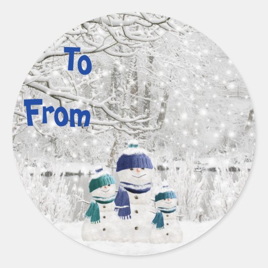 Snowmans Winterwunderland Sticky Labels Runder Aufkleber (Vorderseite)