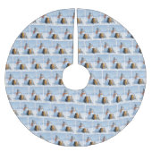 Snowmen and Cats In a Snowy Field Polyester Weihnachtsbaumdecke (Vorderseite)