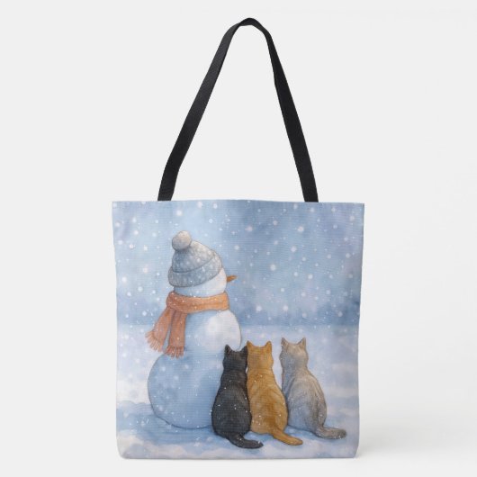 Snowmen and Cats In a Snowy Field Tasche (Vorderseite)