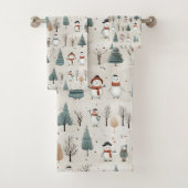 Snowmen and Christmas Trees Badhandtuch Set (Insitu)