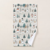 Snowmen and Christmas Trees  Badhandtuch Set (Handtuch)